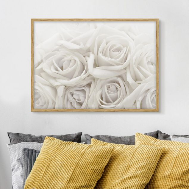 Moderne Bilder mit Rahmen Weiße Rosen