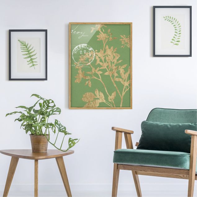 Moderne Bilder mit Rahmen Goldene Blätter auf Lind II