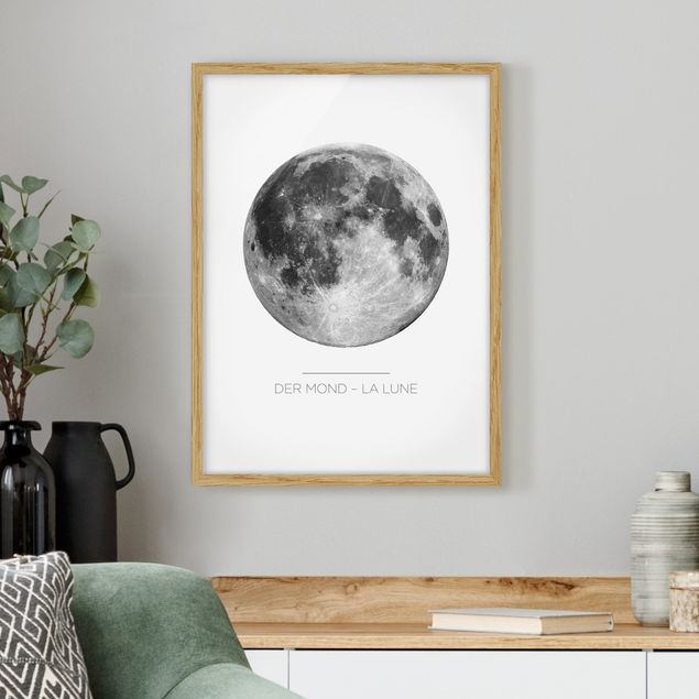 Moderne Bilder mit Rahmen Der Mond - La Lune