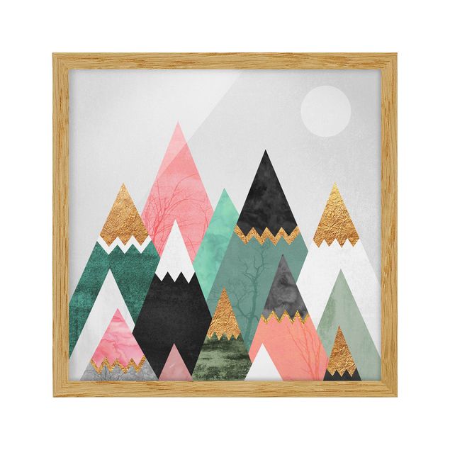 Fredriksson Poster Dreieckige Berge mit Goldspitzen