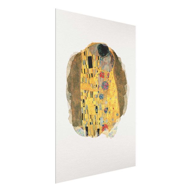 XXL Glasbilder Wasserfarben - Gustav Klimt - Der Kuss