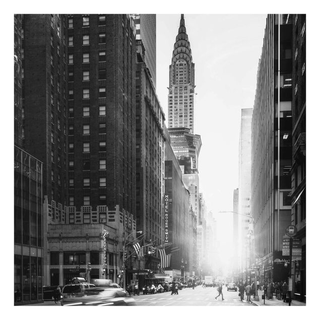 Glasbild - Lebhaftes New York - Quadrat 1:1
