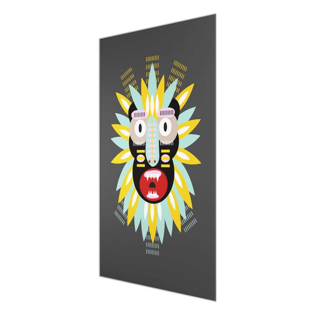 Glasbild - Collage Ethno Maske - King Kong - Hochformat 3:2