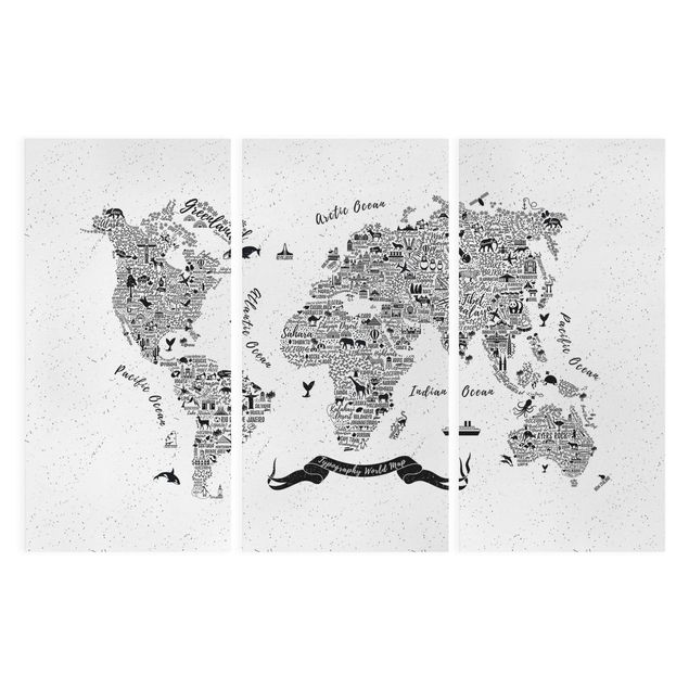 Leinwandbilder kaufen Typografie Weltkarte weiß