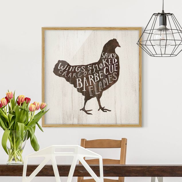 Moderne Bilder mit Rahmen Bauernhof BBQ - Huhn