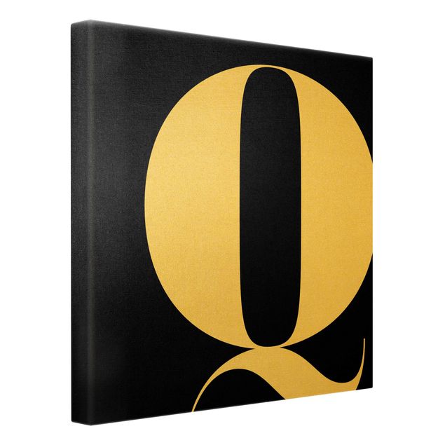 Leinwandbild Gold - Antiqua Letter Q Schwarz - Quadrat 1:1