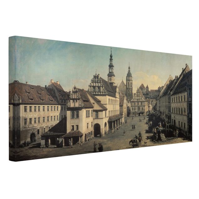 Leinwandbild - Bernardo Bellotto - Der Marktplatz in Pirna - Querformat 1:2