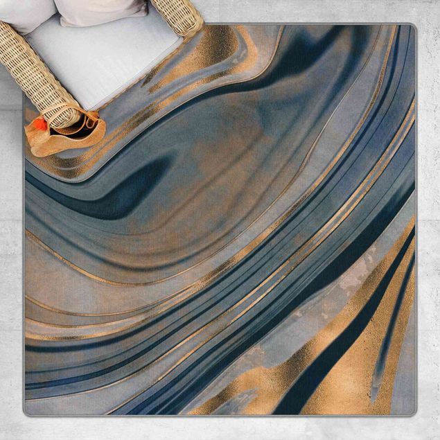 Teppich abstrakt Edelstein Saphir und Kupfer