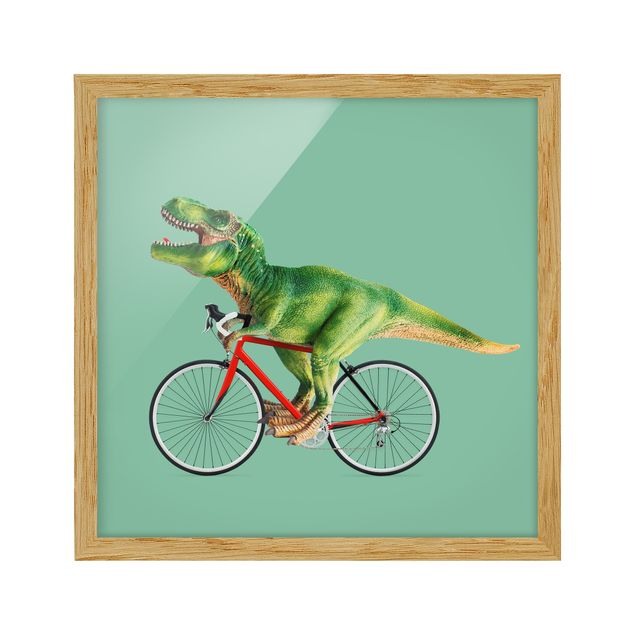 schöne Bilder Dinosaurier mit Fahrrad
