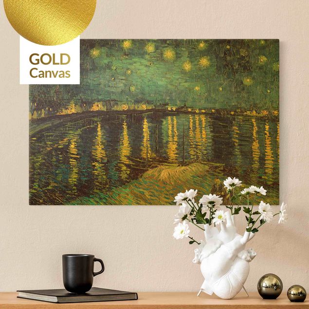 Leinwandbild Gold - Vincent van Gogh - Sternennacht über der Rhône - Querformat 2:3