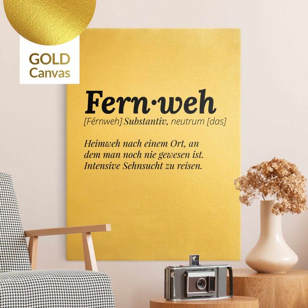 Leinwandbild Gold - Die Definition von Fernweh - Hochformat 3:4