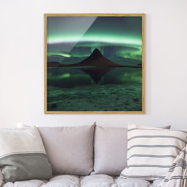 Natur Bilder mit Rahmen Polarlicht in Island