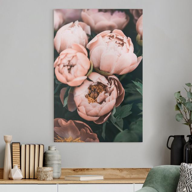 Leinwandbild Rose Ein Bouquet aus Pfingstrosen