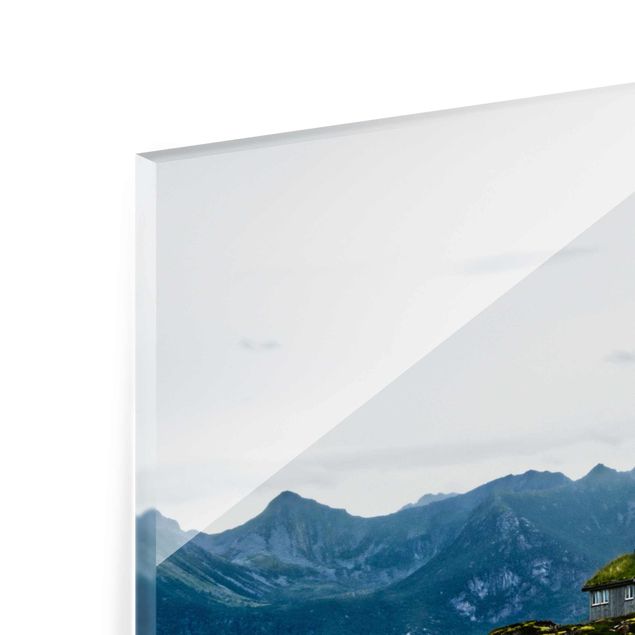 Glasbild - Einsame Hütte in Norwegen - Quadrat
