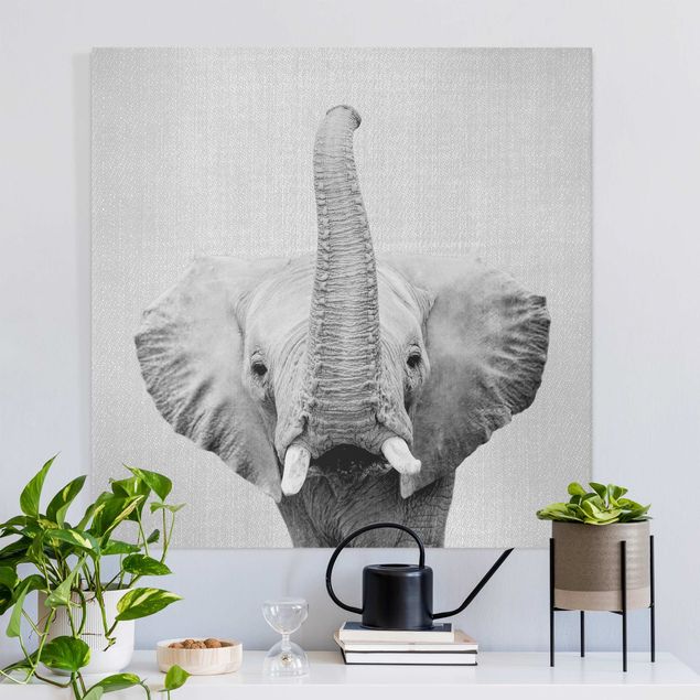 Leinwandbild Elefant Elefant Ewald Schwarz Weiß