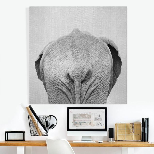 Elefant Leinwand Elefant von hinten Schwarz Weiß