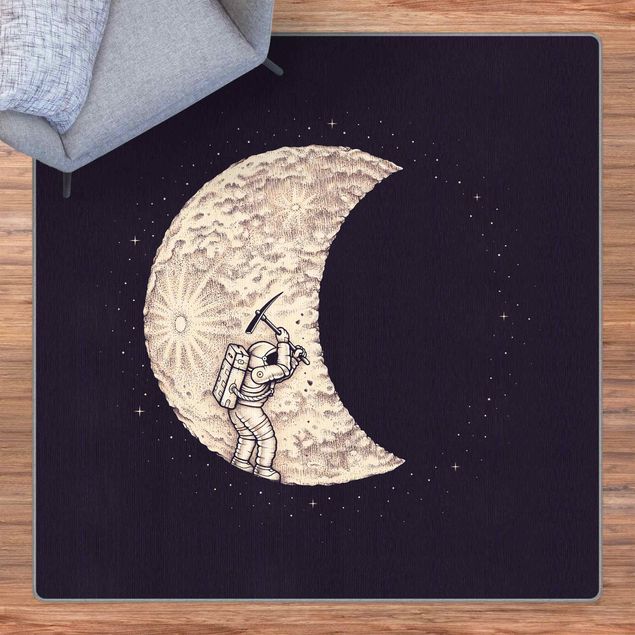 Teppich schwarz-weiß Enkel Dika - Mond Ausgrabung