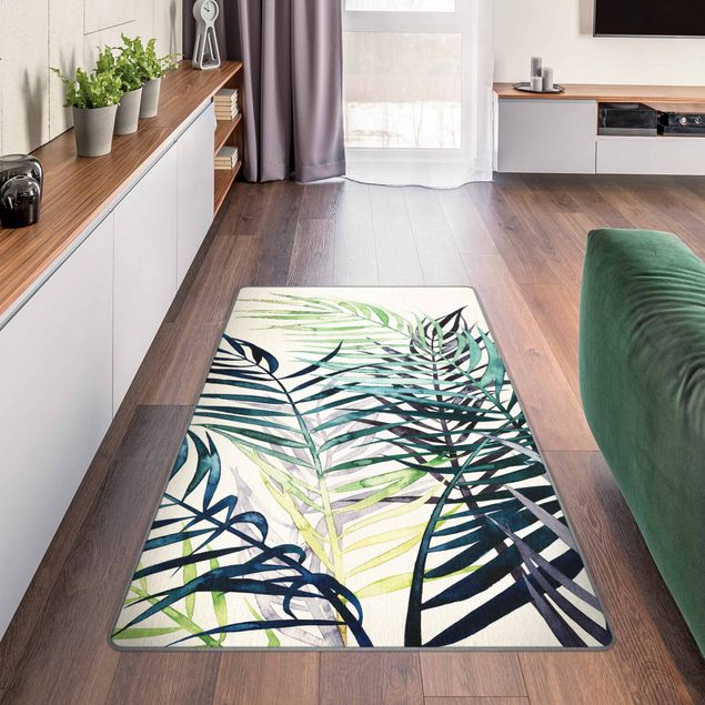 Moderner Teppich Exotisches Blattwerk - Palme