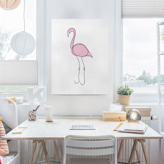 Leinwandbilder Vögel Flamingo Line Art