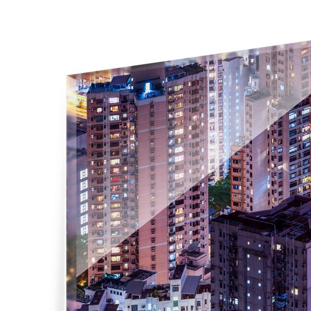 Glasbild - Hongkong Lichtermeer - Querformat 3:2