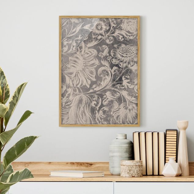 Moderne Bilder mit Rahmen Verblühtes Blumenornament II