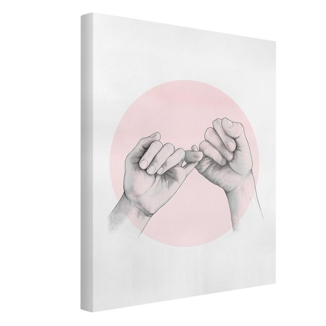 Leinwandbilder kaufen Illustration Hände Freundschaft Kreis Rosa Weiß