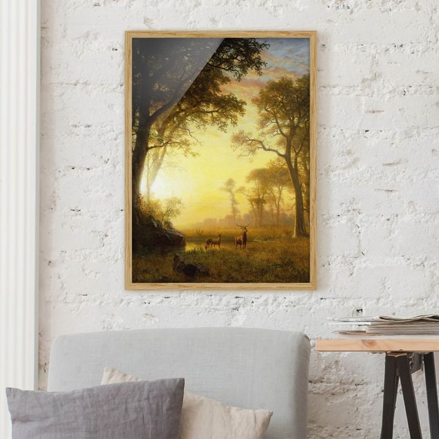 Moderne Bilder mit Rahmen Albert Bierstadt - Sonnenbeschienene Lichtung