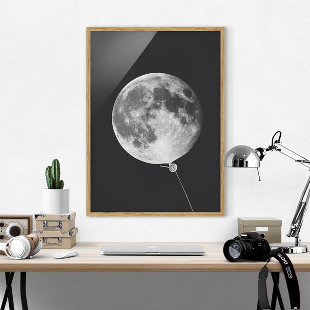 Moderne Bilder mit Rahmen Luftballon mit Mond