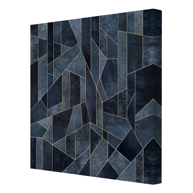 Leinwandbild - Blaue Geometrie Aquarell - Quadrat 1:1