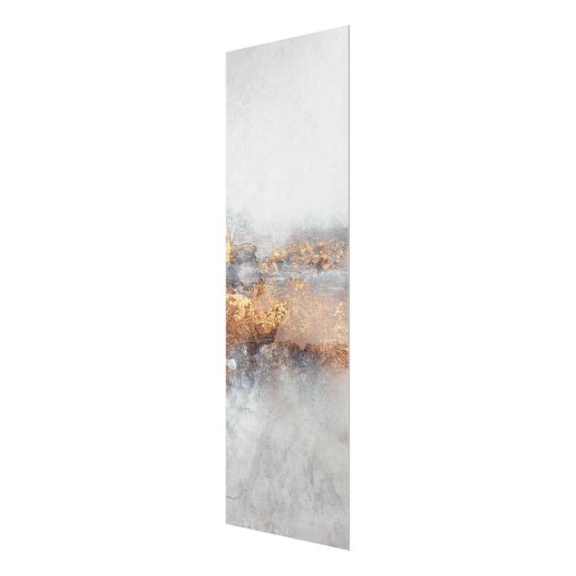 Glasbild - Elisabeth Fredriksson - Gold-Grauer Nebel - Panel