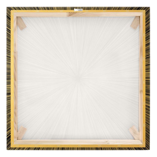 Leinwandbild Gold - Abstrakte Strahlen Schwarz Weiß - Quadrat 1:1