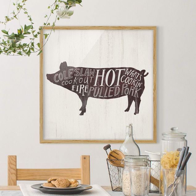 Sprüche Bilder mit Rahmen Bauernhof BBQ - Schwein