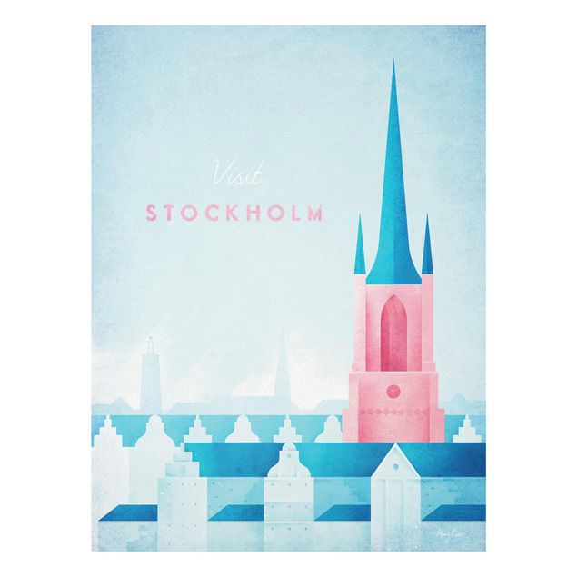 Glas Wandbilder Reiseposter - Stockholm