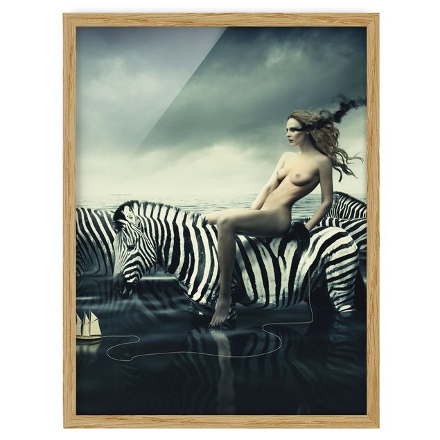 Wandbilder Frauenakt mit Zebras