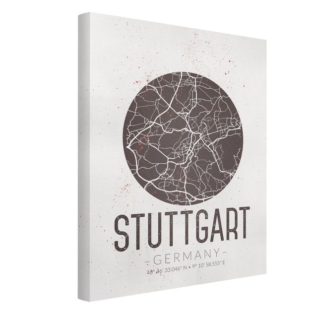 Leinwandbilder Stadtplan Stuttgart - Retro