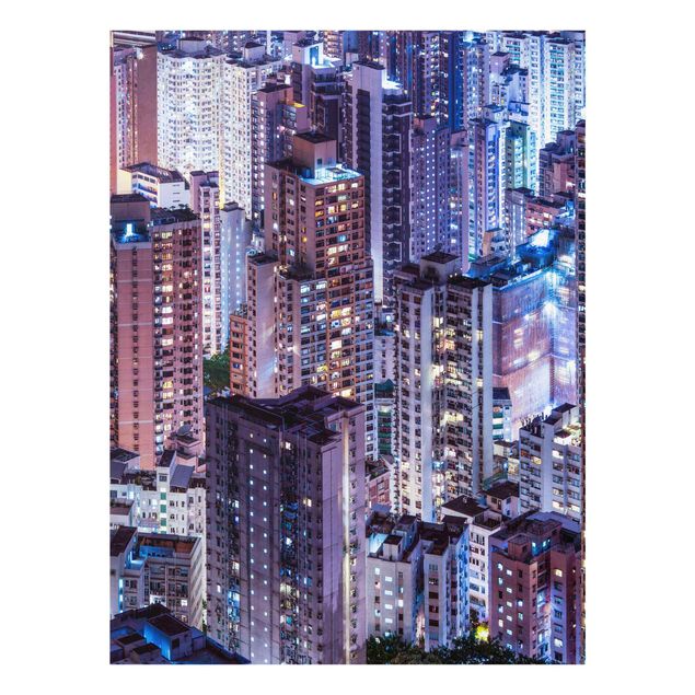 Glasbild - Hongkong Lichtermeer - Hochformat 3:4