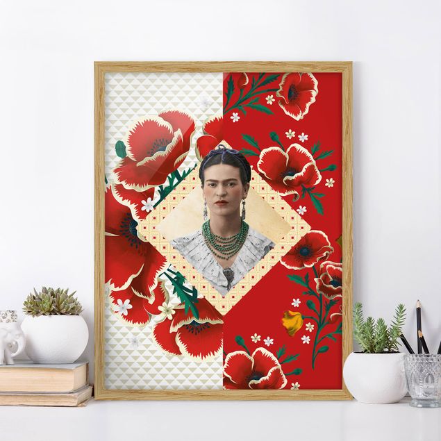 Moderne Bilder mit Rahmen Frida Kahlo - Mohnblüten
