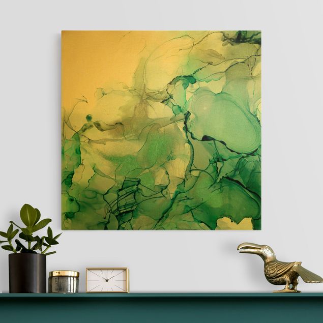 Leinwandbilder Gold Canvas Smaragdfarbener Sturm