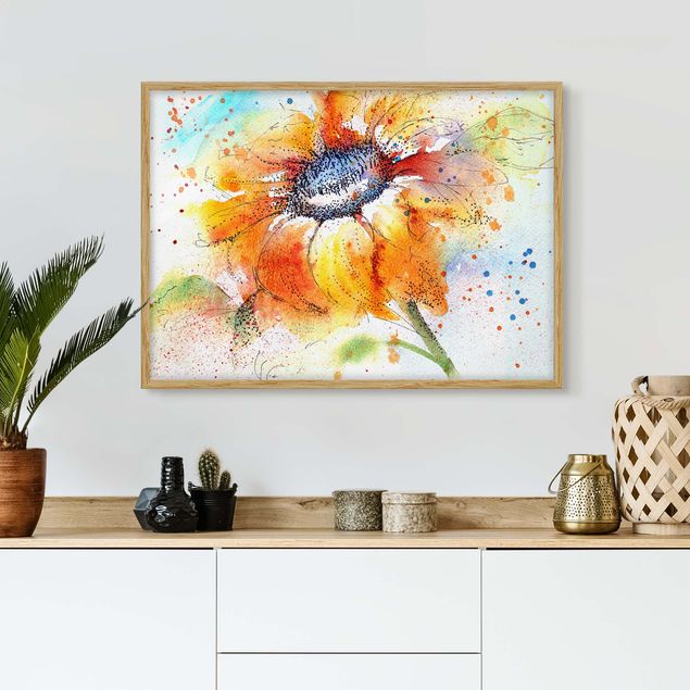 Blumen Bilder mit Rahmen Painted Sunflower