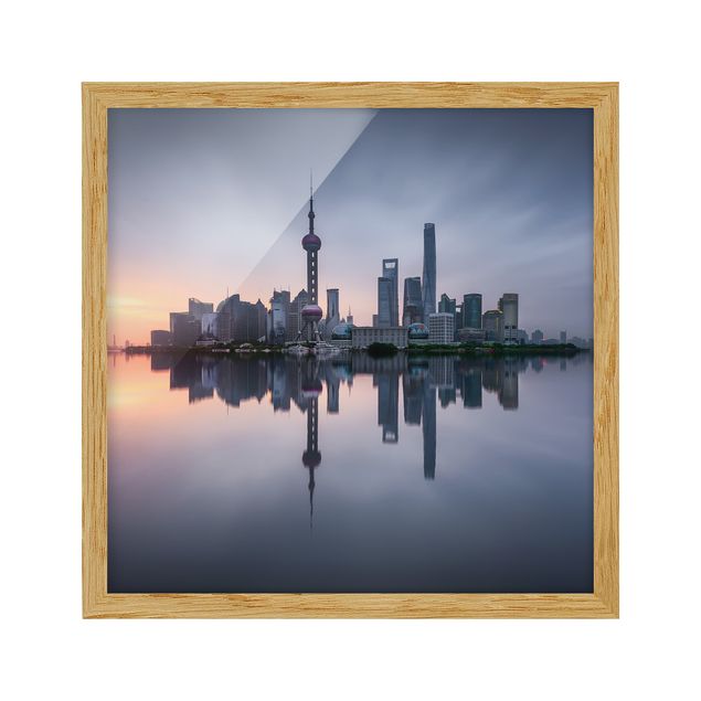 Bilder mit Rahmen Shanghai Skyline Morgenstimmung