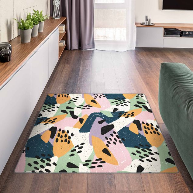 Teppich modern Farbenfrohes Muster mit Punkten