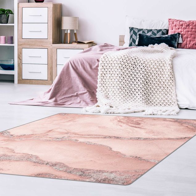 Teppich rosa Farbexperimente Marmor Rose und Glitzer