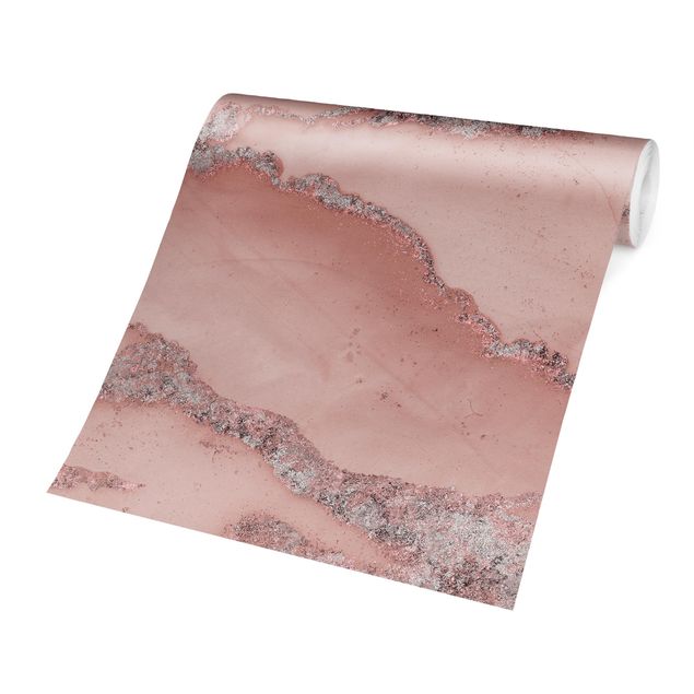 selbstklebende Tapete Farbexperimente Marmor Rose und Glitzer