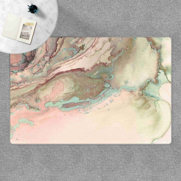Abstrakte Teppiche Farbexperimente Marmor Rose und Türkis