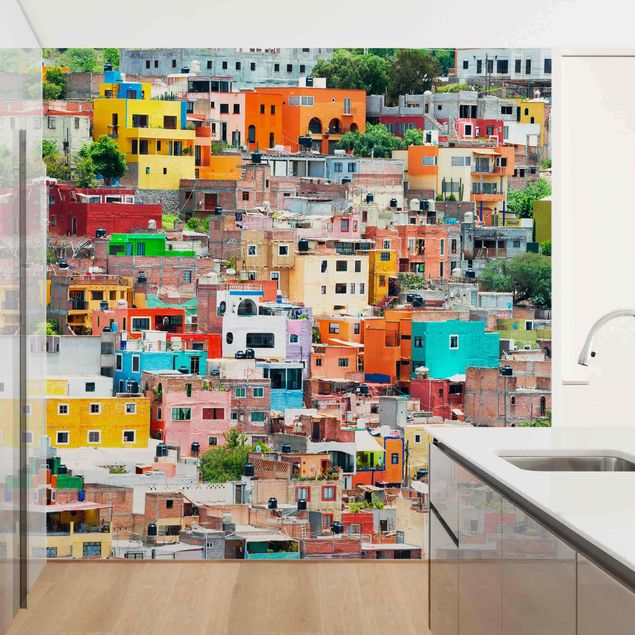 Tapete selbstklebend Farbige Häuserfront Guanajuato