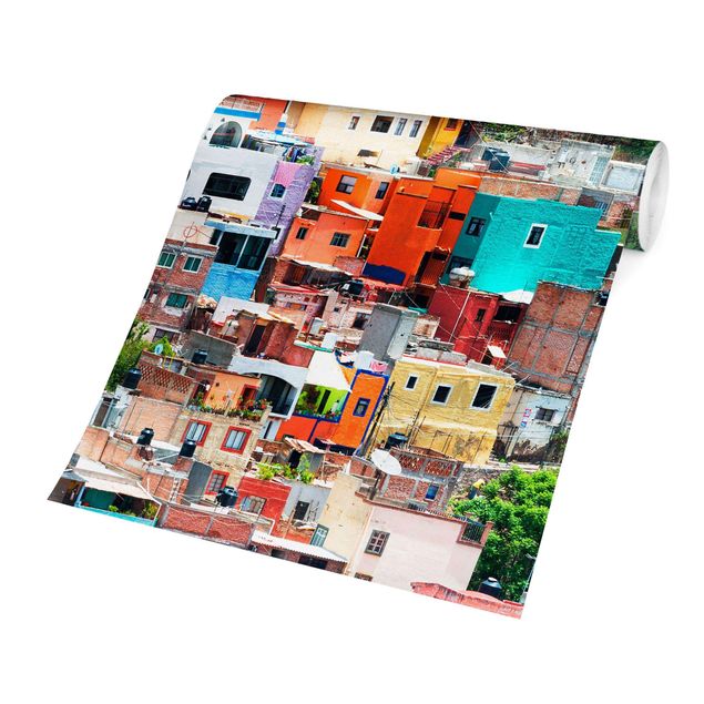 Fototapete - Farbige Häuserfront Guanajuato