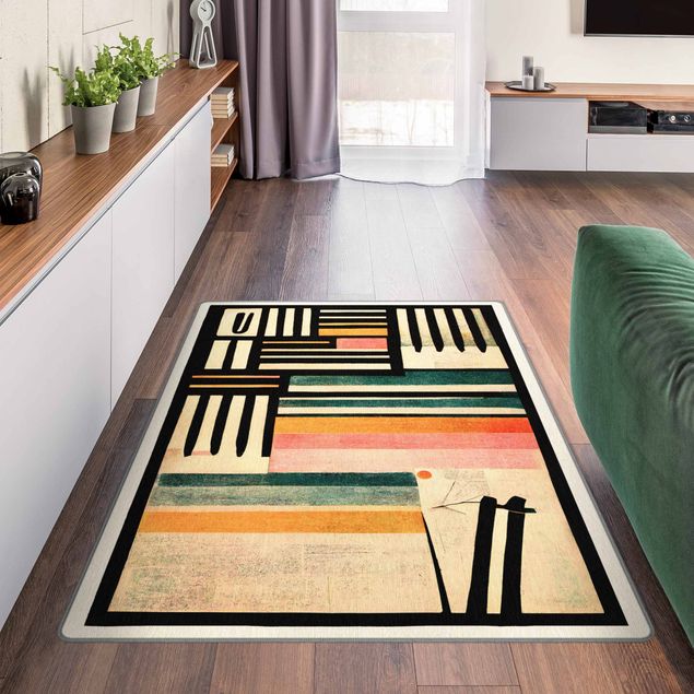 Teppich modern Farbkomposition mit schwarzem Rahmen