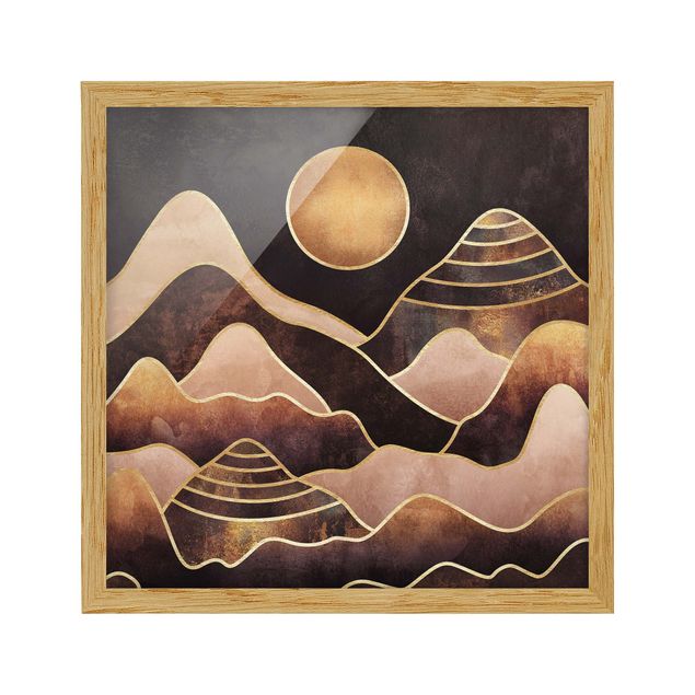 Elisabeth Fredriksson Poster Goldene Sonne abstrakte Berge