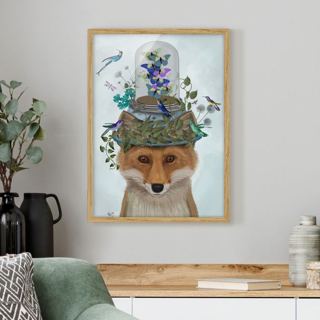 Sprüche Bilder mit Rahmen Fuchs mit Schmetterlingshut