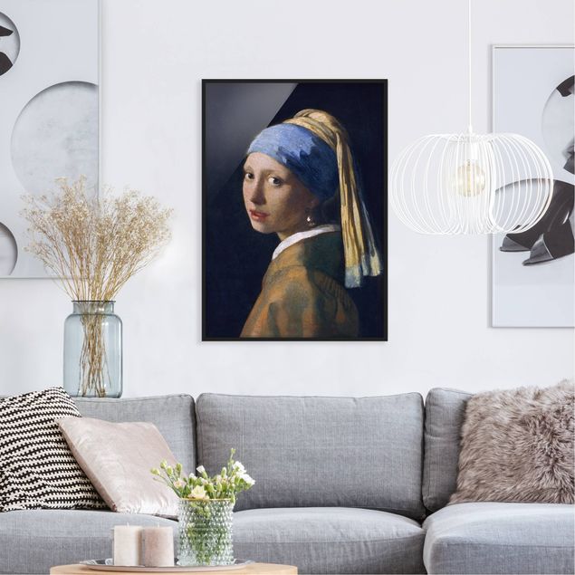 Bild mit Rahmen - Jan Vermeer van Delft - Das Mädchen mit dem Perlenohrgehänge - Hochformat 4:3